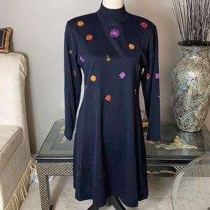 Karin Stevens Size 8 Blue Floral long sleeve zipper closure